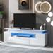 LED TV Stand for 65 70 75 Inch TV, Wood Entertainment Center High Gloss Console with Drawers & Storage Cabinets for Living Room