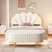 2-Pieces Bedroom Sets Full Size Platform Bed Upholstered Smart LED Bed, Bedroom Floating Platform Bed W/ Storage Ottoman, Beige