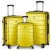 3-Piece Luggage Set w/ Spinner Wheels & TSA Lock,Yellow