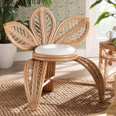 bali & pari Gresham Modern Bohemian Natural Rattan Leaf Accent Chair