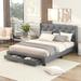 Queen Size Platform Bed Upholstered Bed Storage Bed with 2 Drawers