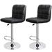 Pu Leather Modern Square Counter Height With Back Bar Stools Set of 2