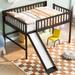 Low Loft Bed Toddler Bed Kids Bed with Slide and Ladder, Full, Espresso
