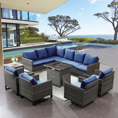 Patio Conversation Set with Fire Pit Table and Side Table