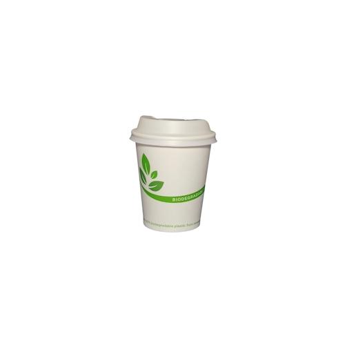PackBio SPARSET Bio Kaffeebecher 200ml/8oz mit weißem Bio Deckel (1.000Stück)