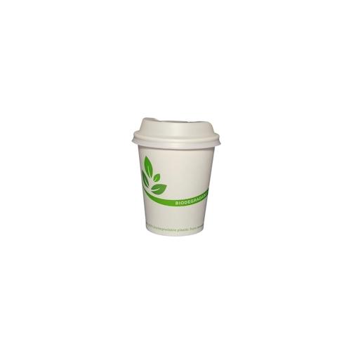 PackBio SPARSET Bio Kaffeebecher 200ml/8oz mit weißem Bio Deckel (1.000Stück)