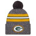 Men's New Era Gray Green Bay Packers 2023 Sideline Sport Cuffed Pom Knit Hat