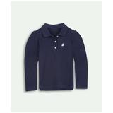Brooks Brothers Girls Cotton Long Sleeve Pique Polo Shirt | Navy | Size 4
