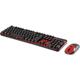 Renkforce RF-DS-RETRO Radio Keyboard and mouse set German, QWERTZ Black, Red