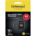 Intenso Premium microSDXC card 64 GB Class 10, UHS-I incl. SD adapter