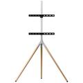 One For All 65 TV Stand Tripod Oak & Silver grey TV base 81,3 cm (32) - 165,1 cm (65) Swivelling, Height-adjustable, Floor stand