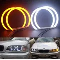 Nuovo 131mm x4 Cotone Luce Bianco Ambra Angelo Occhio Halo Anello DRL per BMW E36 E38 E39 e46 Luci