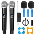 Microfono dinamico portatile doppio wireless UHF per karaoke con ricevitore ricaricabile per club di chiesa per feste di matrimonio