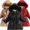 Spessa tenere in caldo giacca invernale per ragazze cappello staccabile colletto in peluche cappotto