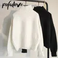 Dolcevita Pullover maglione maglioni lavorati a maglia maglioni morbido bianco nero maglione donna