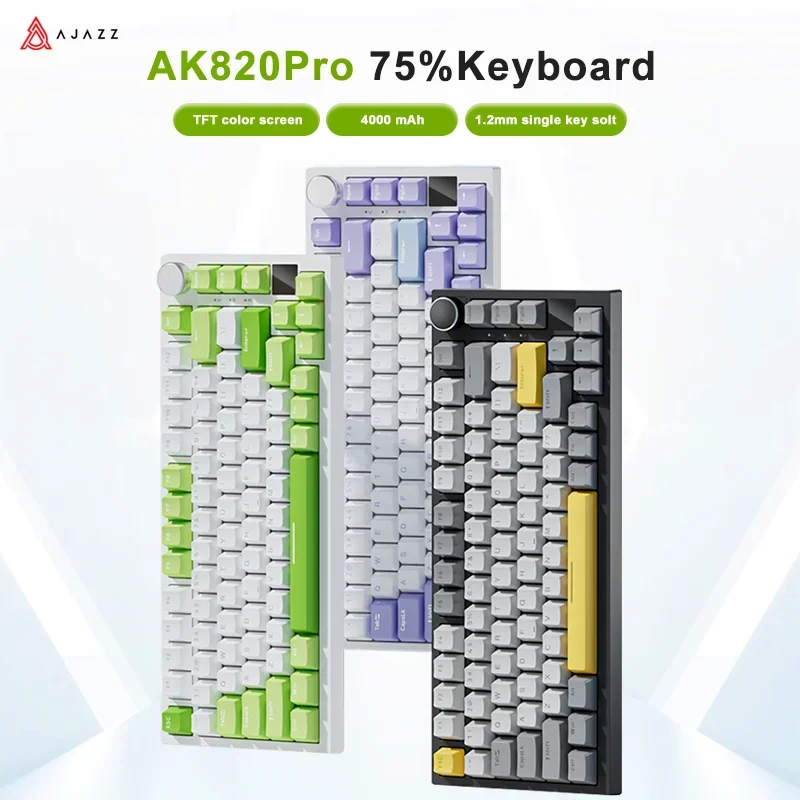 Tastiera Meccanica da Gaming Ajazz AK820/AK820PRO, 82 Tasti, Cablata e Bluetooth 2.4GHz Wireless, Tastiera per Gamer Personalizzabile con Gasket per Laptop