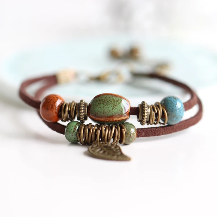 Il vento nazionale che ripristina i modi antichi è i bigiotteria fatta a mano in ceramica smaltata ad alta temperatura, braccialetti alla moda da donna # 1077