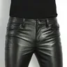 Pantaloni da moto slim fit in ecopelle da uomo in ecopelle stile Rock moda uomo moda primavera