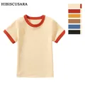 100% cotone bambini piccoli estate manica corta T shirt ragazzi ragazze colore abbinato morbido