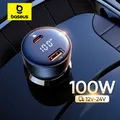 Baseus PD 100W caricabatteria da auto Quick Charge QC4.0 QC3.0 PD 3.0 ricarica rapida per iPhone 16 15 14 13 Pro Max Samsung XiaoMi Phone