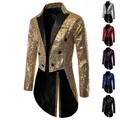Uomini lucido paillettes glitterato impreziosito giacca Blazer da uomo Nightclub abito da ballo