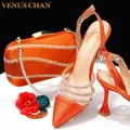 Venus Chan 2023 più nuovo stile INS colore arancione elegante tacchi alti Nigeria Design popolare scarpe da donna africane e Set di borse