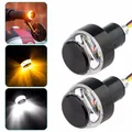 2 pezzi 12V moto LED manubrio end indicatore di direzione bianco giallo lampeggiatore maniglia impugnatura barra lampeggiante indicatore laterale lampada illuminazione