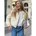 TRAF 2023 donna Bomber giacca bianca autunno inverno bottone ritagliata giacche per le donne moda