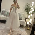 Vestito da Tutu di balletto per ragazze ginnastica body abiti da balletto lunghi bianchi vestito da