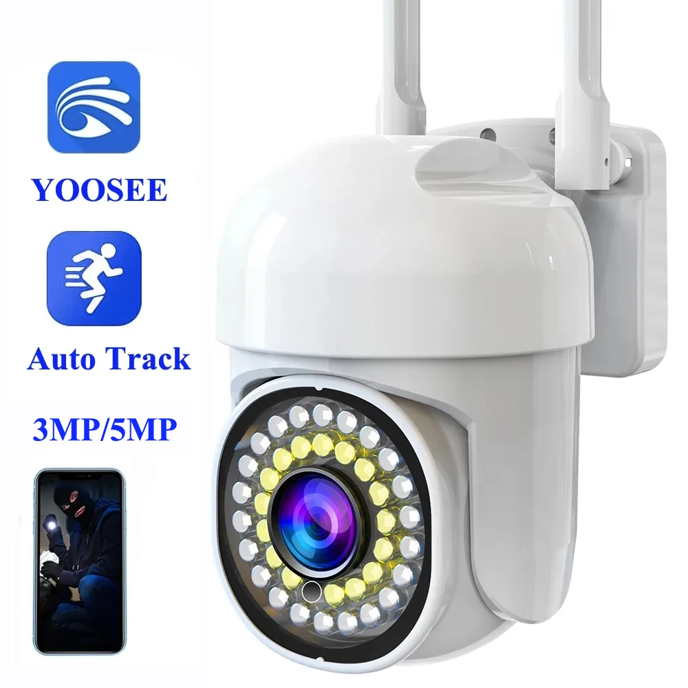 YOOSEE Telecamera IP HD 3MP 5MP WiFi Telecamera PTZ Telecamera di sicurezza esterna Telecamera Wifi Rilevazione movimento Monitoraggio automatico Telecamera IP audio bidirezionale