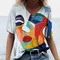 T-shirt da donna Abstract Art Face Print abbigliamento per ragazze 3D oversize Classic manica corta