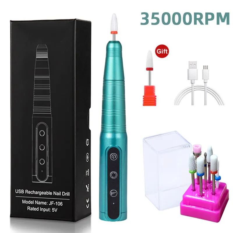 35000RPM penna per trapano per unghie senza fili penna per lucidatura per lima per unghie USB macchina per trapano per unghie ricaricabile strumento per salone di trapano per Manicure portatile