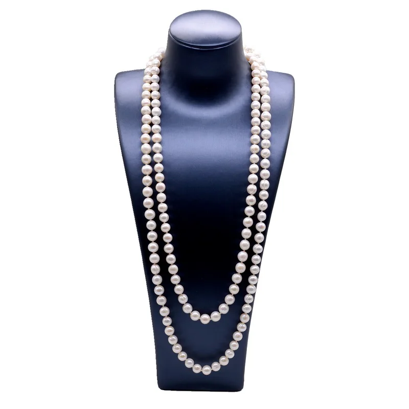 Collana lunga di perle collana lunga da donna con perle bianche d'acqua dolce naturale con catena lunga maglione