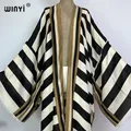 WINYI kimono Africa summer boho Stripe print beach swimwear Cardigan elegante sexy Holiday maxi