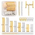 1 Set Slide On End Clasp fibbie tubi Crimp End Beads Extender End Chains anelli di salto chiusure a