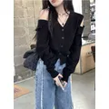 Deeptown moda coreana Cardigan oversize donna Harajuku con scollo a v maglione lavorato a maglia