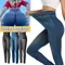 Donne Jeggings Faux Denim Jeans Leggings vita alta Tummy Control Pencil Pants Sexy Plus Elastic