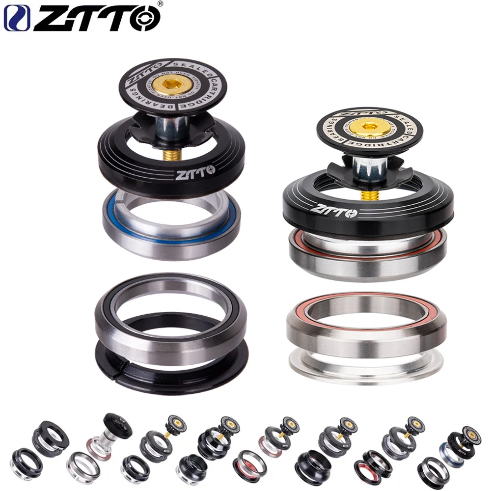 ZTTO MTB Auricolare CNC per bicicletta da strada 1 1/8 "-1 1/2" Cuscinetto sigillato 1.5 Conico 28.6 Tubo dritto Forcella per bici Cuscinetto sterzo interno