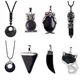 Collana con ciondolo onice nero per donna uomo pietra di agata naturale cristallo affascinante