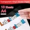 10 fogli di carta adesiva in vinile stampabile trasparente A4 carta da copia autoadesiva impermeabile per adesivi fai da te per tutte le stampanti a getto d