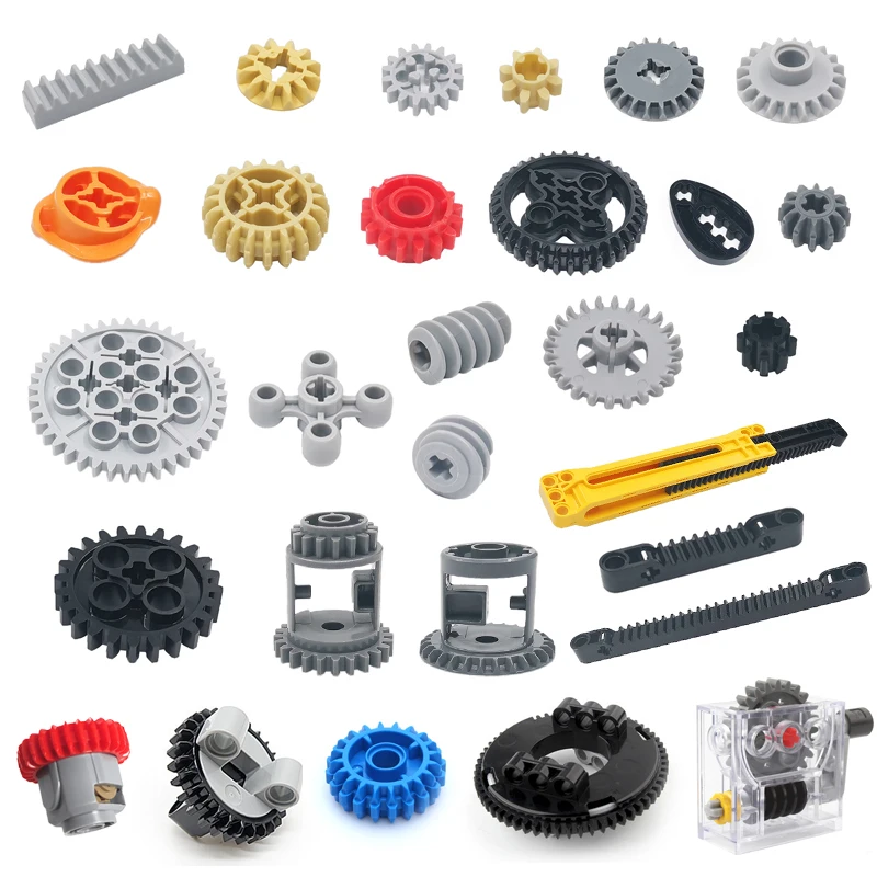 MOC Gear Series Piattaforma rotante per ingranaggi Cremagliera e differenziale per ingranaggi Parti ad alta tecnologia Piccole particelle Blocchi di costruzione Giocattoli