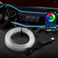 1/2/3/4/5M Car Interior RGB LED Light Strip luce invisibile al Neon ambientale USB fibra ottica