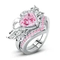 Elegante bellissimo anello a cuore Color argento fidanzamento da donna con zirconi a forma di cuore