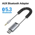 Adattatore audio Bluetooth 5.3 Ricevitore Bluetooth AUX per auto wireless da USB a jack da 3,5 mm Adattatore vivavoce per scheda TF per altoparlante per auto