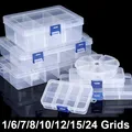 Portagioie in plastica trasparente Scomparto in plastica Contenitore regolabile Scatole portaoggetti Perline Custodia per orecchini ad anello
