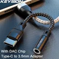 KEYSION USB Tipo C a 3,5 mm DAC Chip Adattatore per cuffie USB C a Jack Cavo audio AUX per iPhone 15 Samsung Huawei Realme Xiaomi