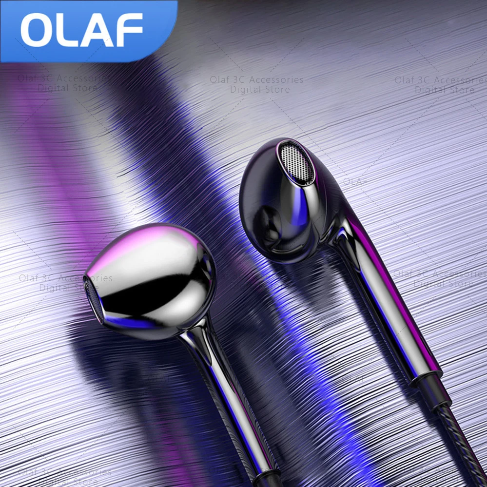 Cuffie cablate OLAF da 3,5 mm, auricolari in-ear con microfono, auricolari stereo con bassi potenti, controllo in linea per telefoni.