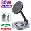 Stazione magnetica di ricarica Wireless veloce pieghevole da 30W Dock 2 in1 per Apple iPhone 15/14/13/12/Pro/Apple Watch/AirPods 2/Pro
