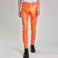 Pantaloni in pelle da uomo Skinny Fit Stretch Fashion PU pantaloni in pelle Nightclub Party & Dance