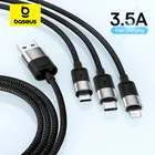 Cavo USB C Baseus 3 in 1 per iPhone 14 13 12 Pro 11 Cavo caricabatterie 3,5A Cavo micro USB C tipo C per MacBook Pro Samsung Xiaomi